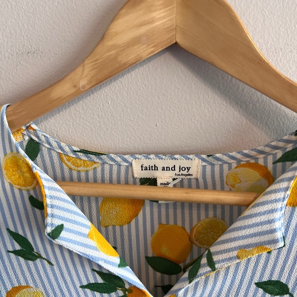 Faith and joy lemon ruffle blouse top - Picture 2 of 3